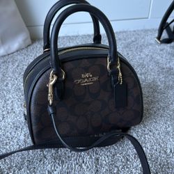 Coach Signature Dome Crossbody / Mini Satchel – Brown & Black – Excellent Condition