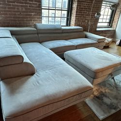 Grey Suede Sectional Couch