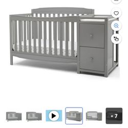 Delta Grey Crib with Changing table attached