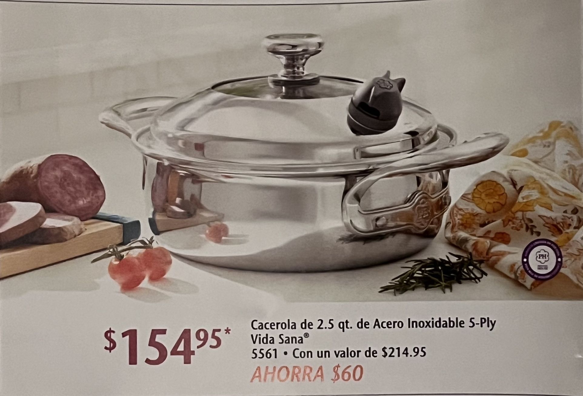 Cacerola de 2.t Qt Princess House $154 Original price