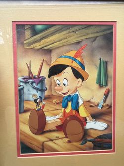 Disney Pinocchio & Jiminy Cricket 1993 Commemorative Framed Lithograph