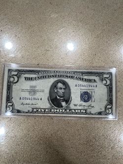 $5 old bill blue seal silver certificate series 1953