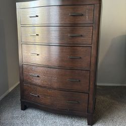 5-Drawer Tall Dresser – Dark Wood