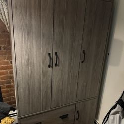 Gray Wooden Armoire