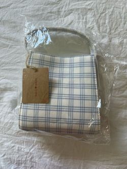 Brandy Melville Handbag (white And Light Blue Squares)