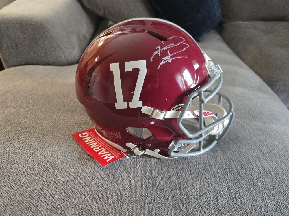 alabama signed football helmets - Helmet + US Flag Helmet Decal (Riddell SpeedFlex) featuring signature team colors that capture the essence of game day excitement AJ McCarron Signed Alabama Crimson