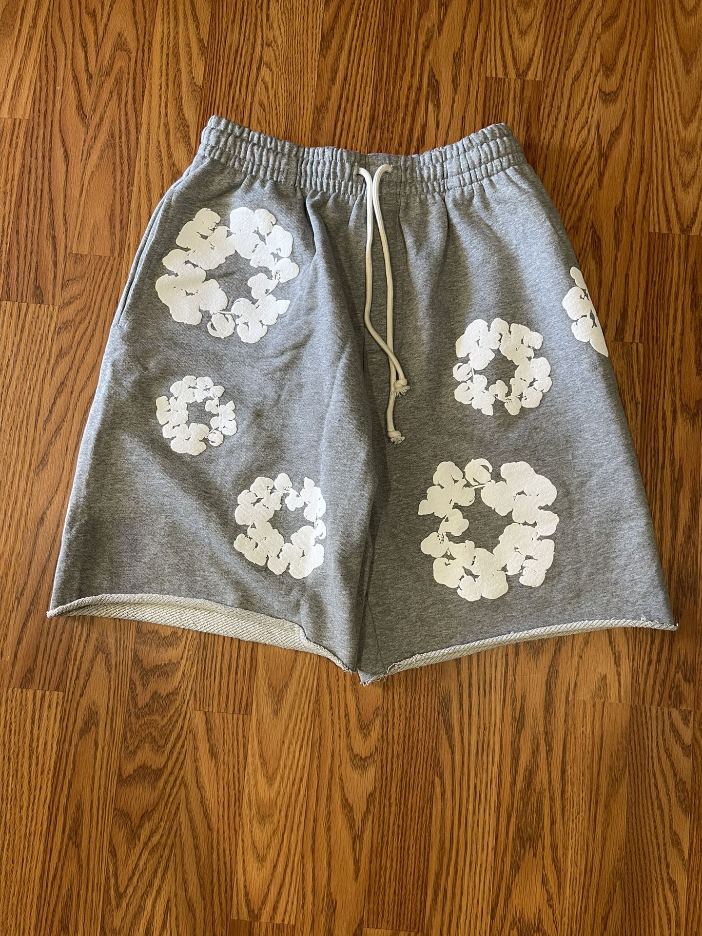 Grey Denim Tear Shorts