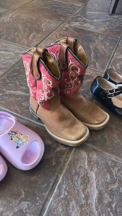 Kids Western Cowboy Boots Pink and Brown