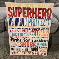 Large 18x24 Superhero Rules Canvas Wall Art