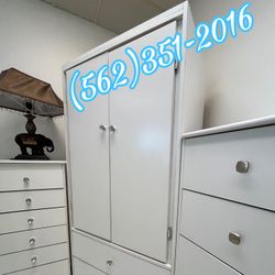 Tall Wardrobe Closet White With Diamond Knobs Ropero Armoire 