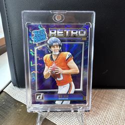2024 Panini Donruss Bo Nix Retro Rated Rookie Blue RC #19 Denver Broncos