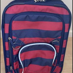 Pottery Barn Kids rolling carry on suitcase red/navy