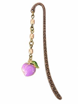 Purple Fruit Charm Beaded Bookmark – Bronze-Tone Metal | bookmark | bookmarks | book accessories
