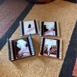 Vintage 4 Glass Marilyn Monroe Coasters  