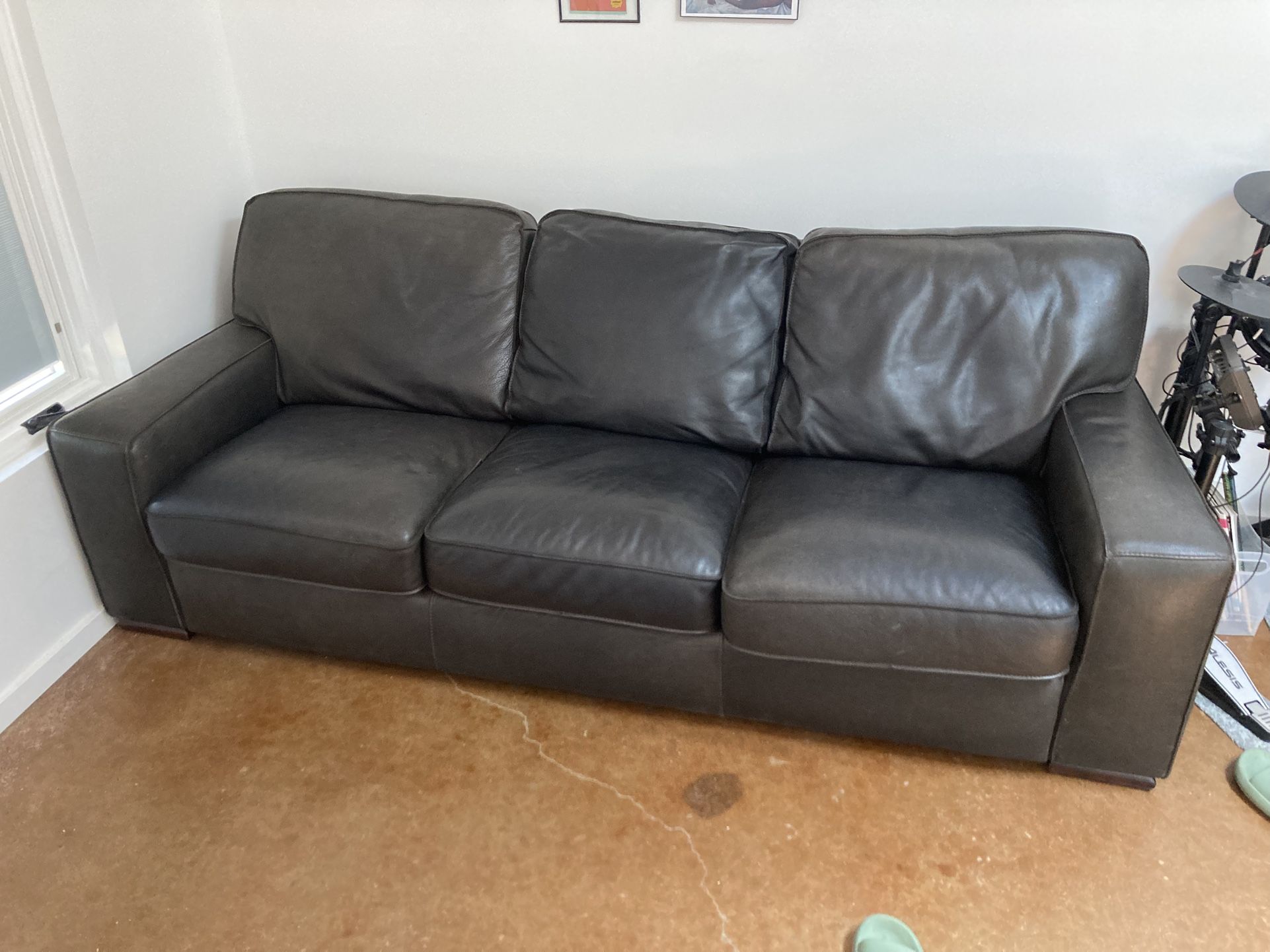Dark Brown Leather Couch