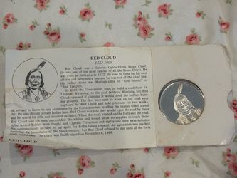 Red Cloud Ogalala Sioux Indian Chief Native Warrior 1oz 925 Silver