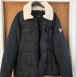 Men's Guess Jacket XL Black Sherpa 