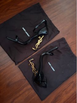 YSL OPYUM SANDALS IN PATENT LEATHER BLACK