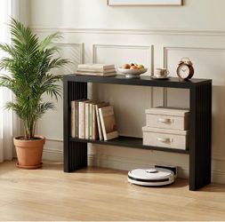Black Console Table with Bottom Shelf