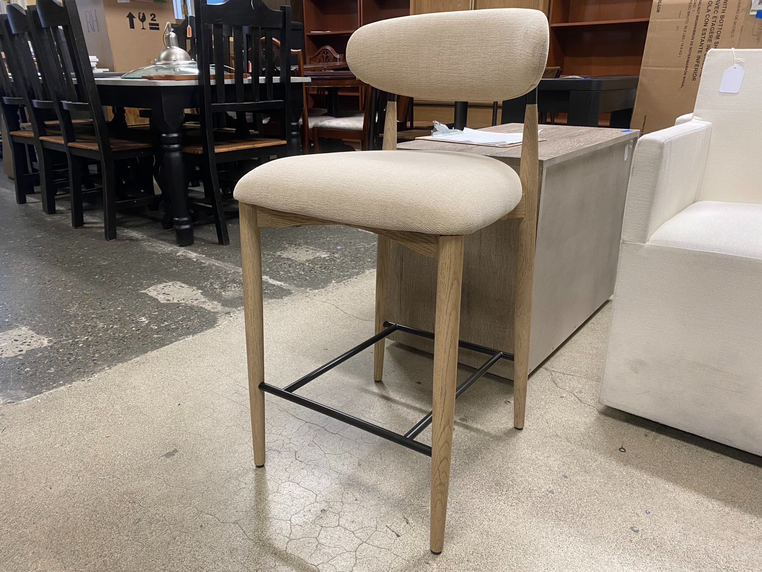 RESTORATION HARDWARE Arno Counter Stool in Natural w/ Whitewashed Oak