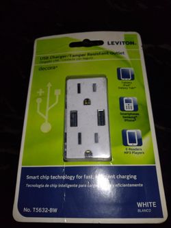LEVITON USB CHARGER/TAMPER RESISTANT OUTLET DECORA