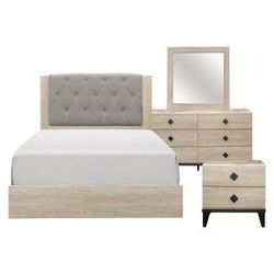 Brand new biege/gray 4PCs Queen bedroom set