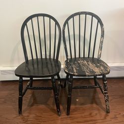 Pair Of Solid Wood Dining Chairs