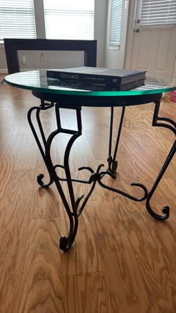 Decorative Clock Face Glass Accent Table