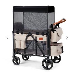  Wagon Stroller for 2 Kids, 3-in-1 Wagon Stroller with Canopy