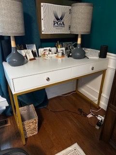 Modern White & Gold 2-DrawerDesk