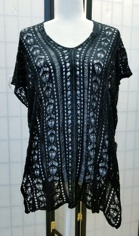 Womens Crochet Tie Side Top L