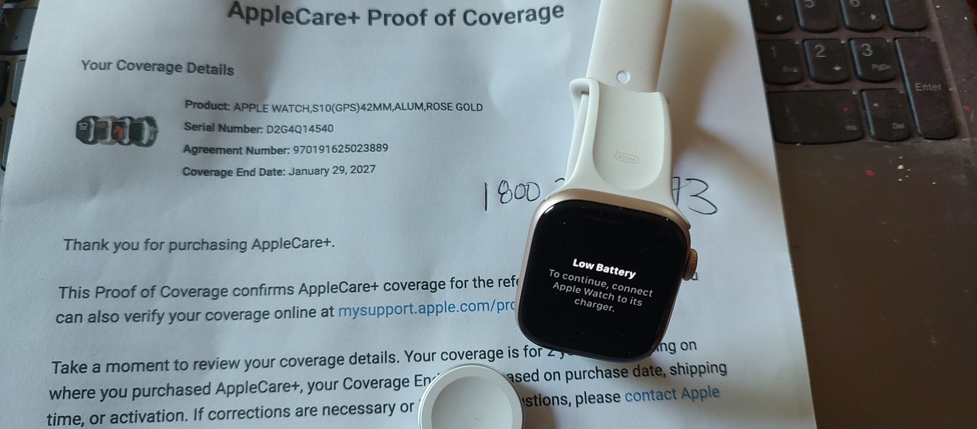 Apple Watch, S10(GPS). 42mm, Aluminum, Rose Gold