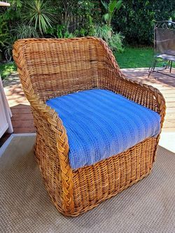 Braided Rattan Club Chair + Pillows