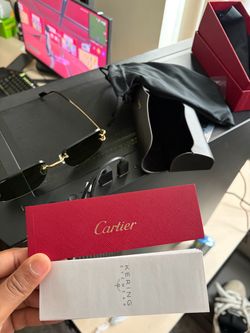 Cartier 59mm Rimless Rectangular Sunglasses