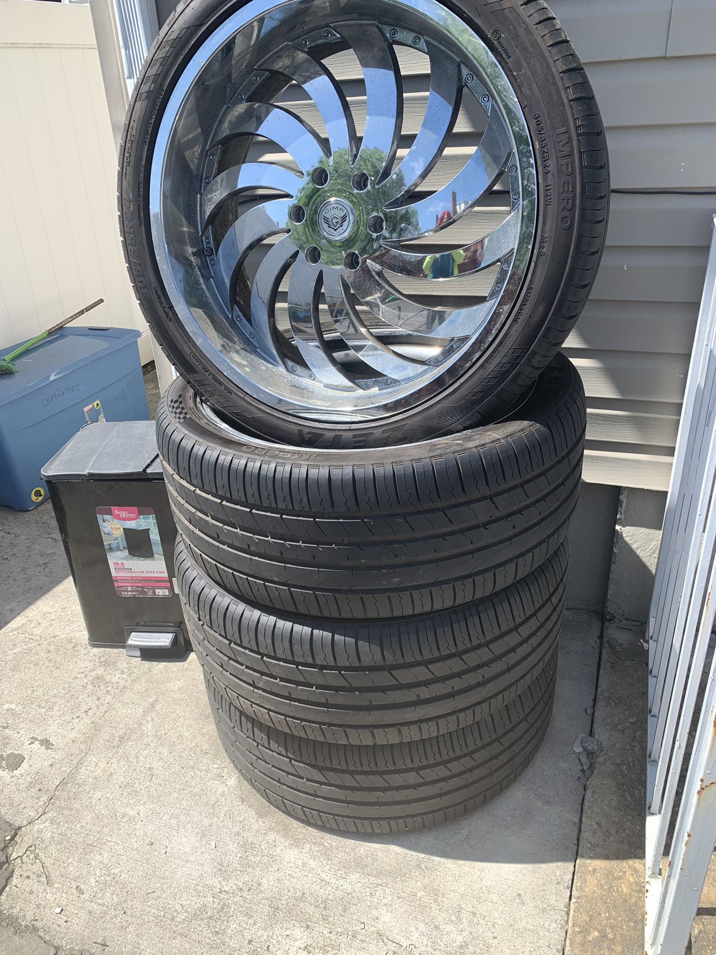 24 CHROME rims with tires 6 Lugz *Less than one year old