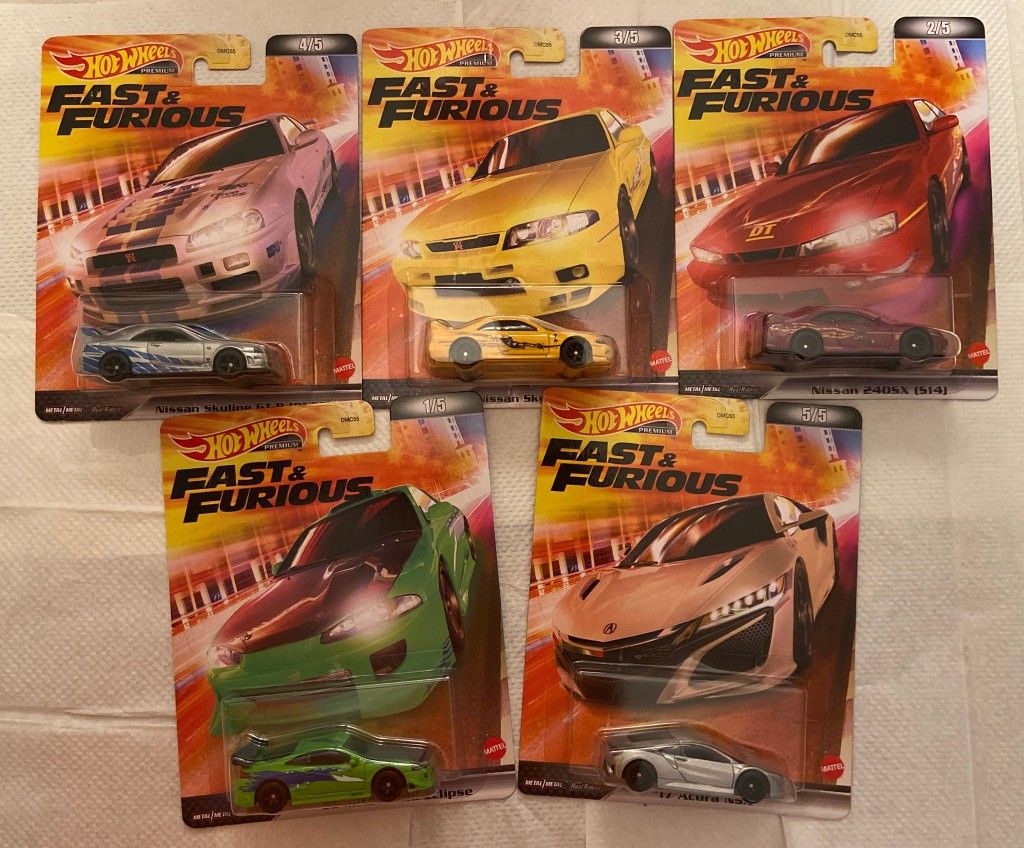 Hot Wheels 2022 Fast & Furious Set of 5 Cars