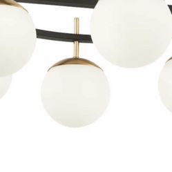 George Kovacs Alluria 6-Light Weathered Black with Autumn Gold Chandelier with Etched Opal Glass Shade