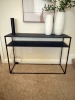 Black Metal Console Table with Shelf