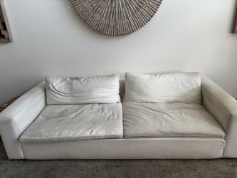 Large White Fabric Sofa Couch