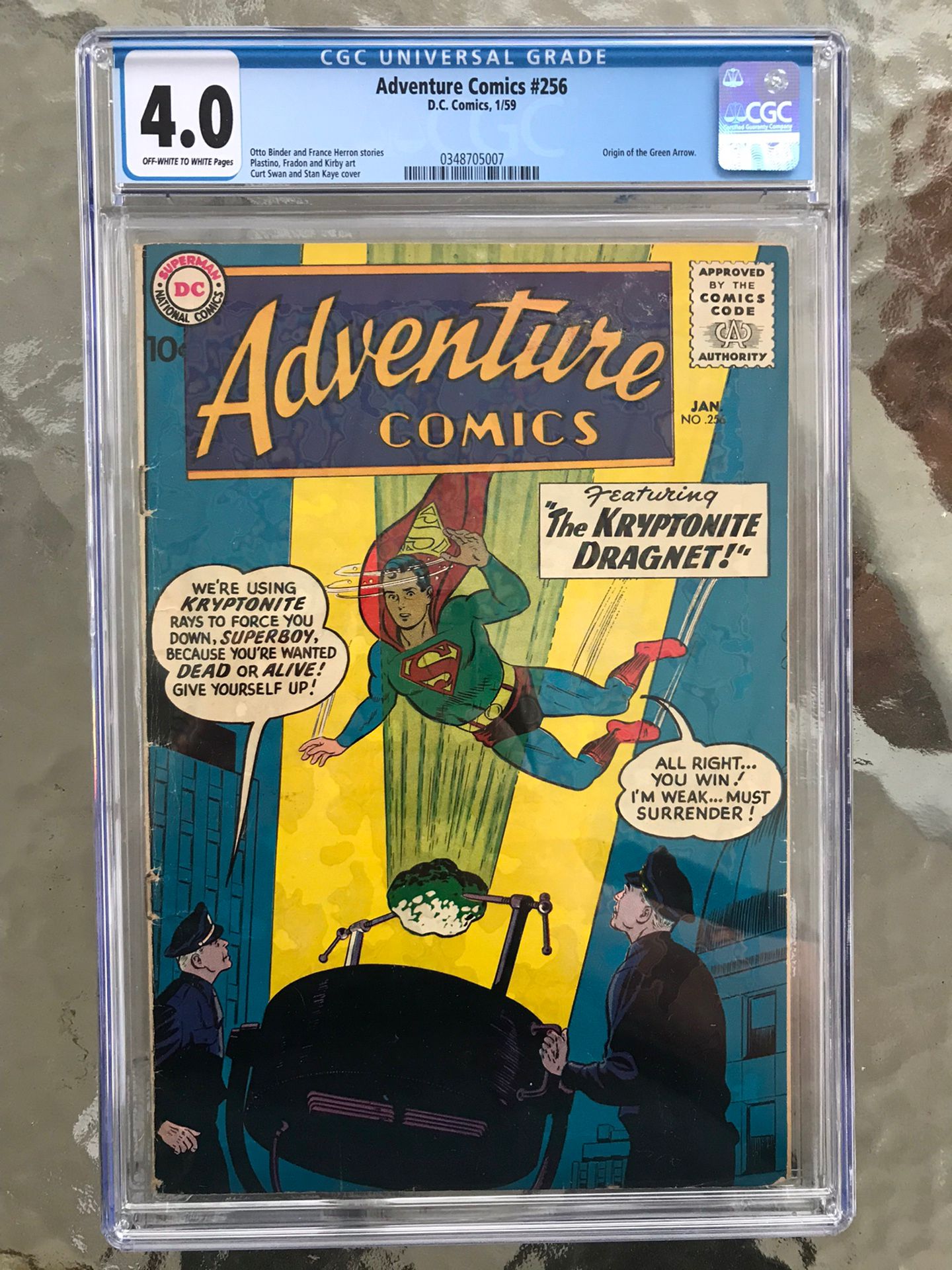 ADVENTURE COMICS #256 CGC 4.0 — ORIGIN OF THE GREEN ARROW! CURT SWAN FRADON