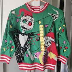 NEW Nightmare Before Christmas Jack Skellington & Sally Sweater