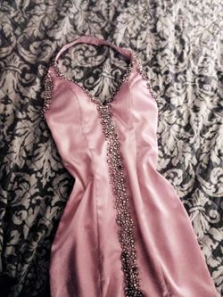 Blush dress with rhinestones embellishments