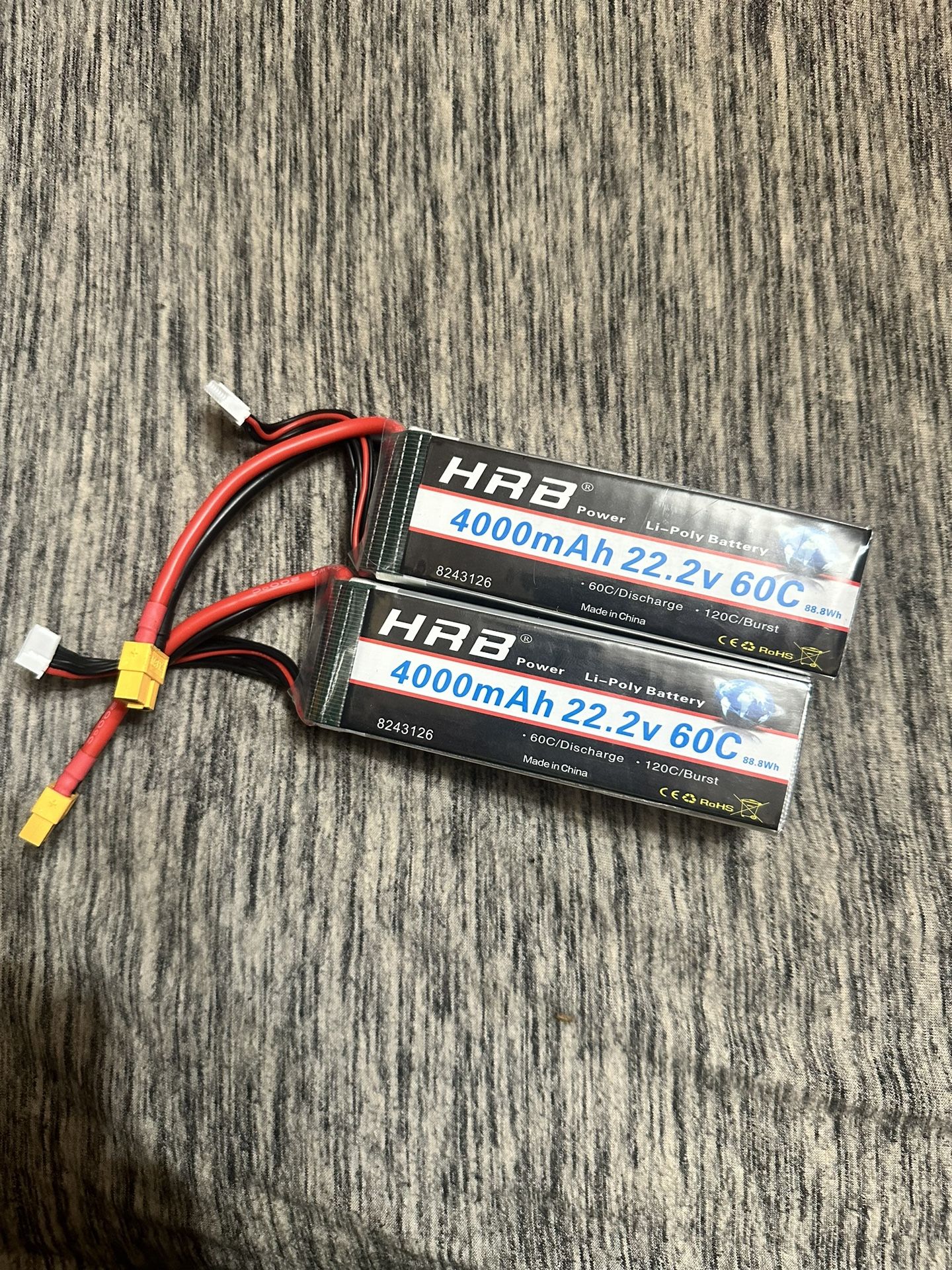 2 22.2v 6cell 4000mah Lipo Batteries