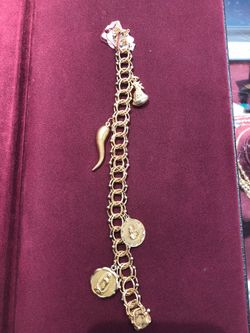 14k Gold Rolo Charm Bracelet