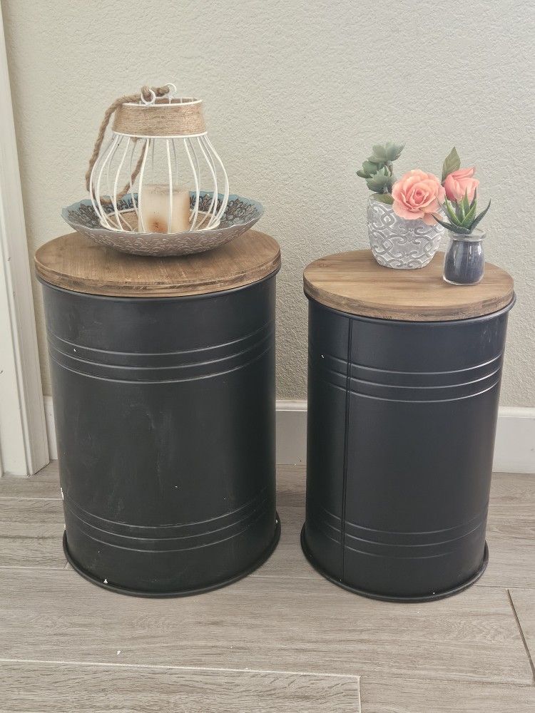 Metal Storage Containers, Wooden Lid