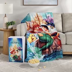 THE MERMAID BLANKET NEW DISNEY VHS BLANKET ARIEL BLANKET