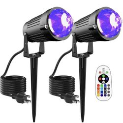 Christmas Outdoor Spot Lights Black Light Projector 16 Col IP65 2 Pack 