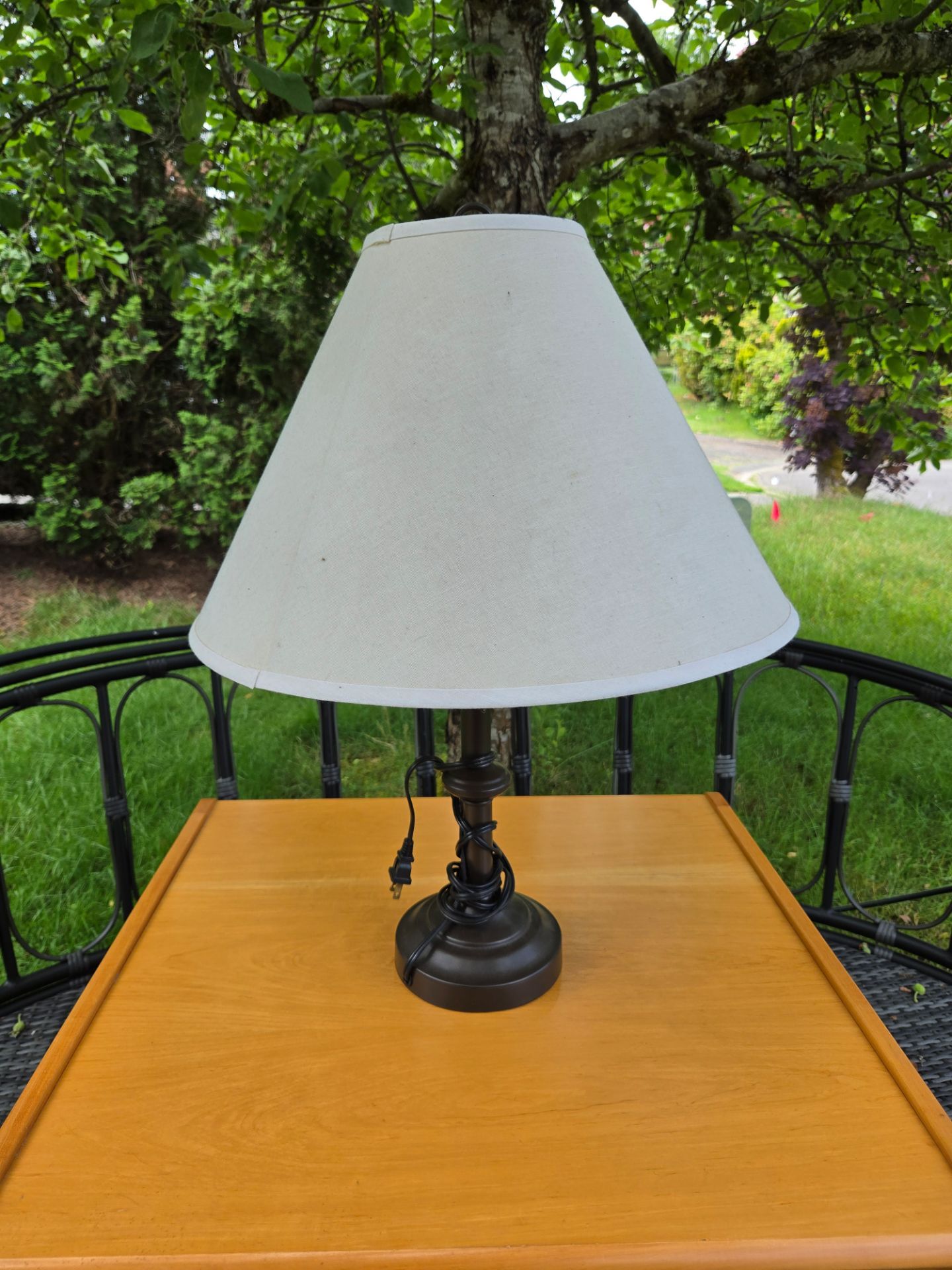 Bronze Table Lamp with Cream Shade