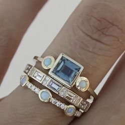 *SALE* Created Aquamarine Wedding Engagement Rings *See My Other Items *