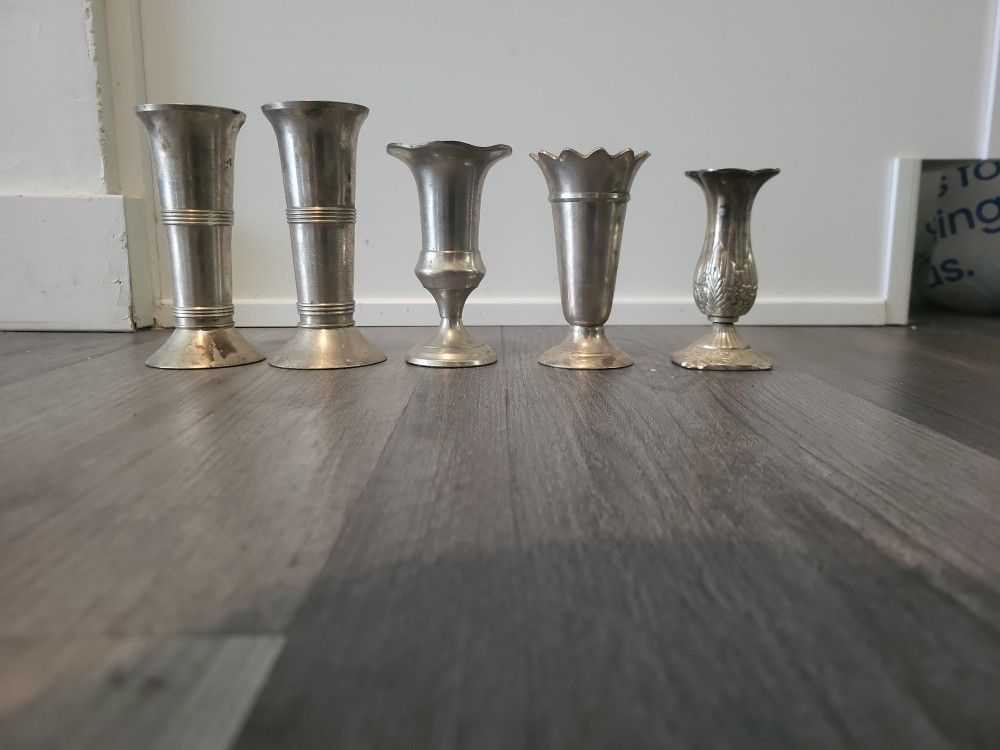 Lot Of 5 Two's Company Silver Plated Vases 